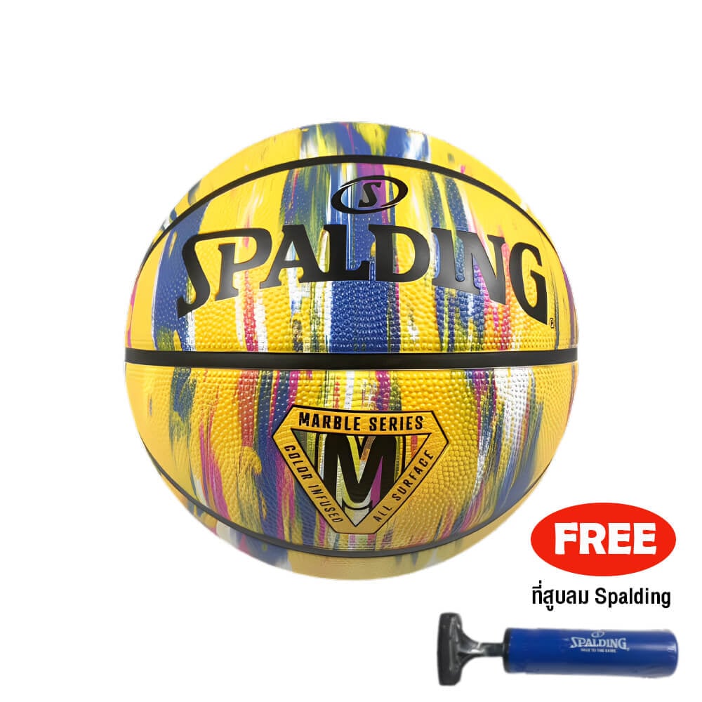 บาสเกตบอล SPALDING MARBLE SERIES (YELLOW) ผิวยาง เบอร์7